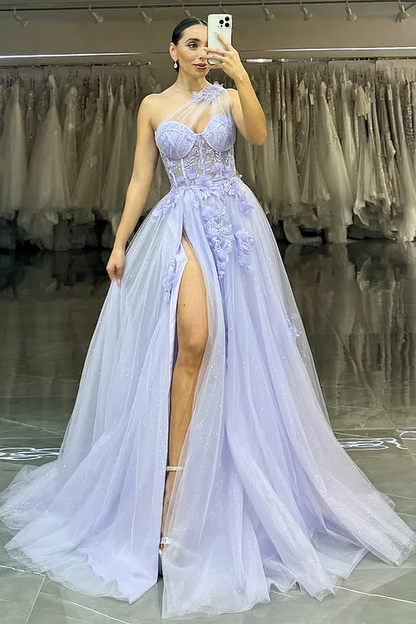 Purple Sleeveless Appliques A-Line Sweetheart Long Prom Dress