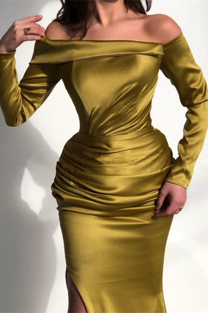 Long Sleeves Mermaid Prom Dress Court With Split