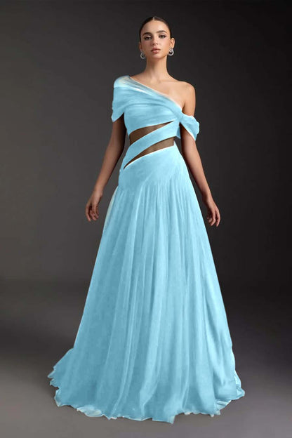 SleevelessOff-Shoulder A-Line Prom Dress