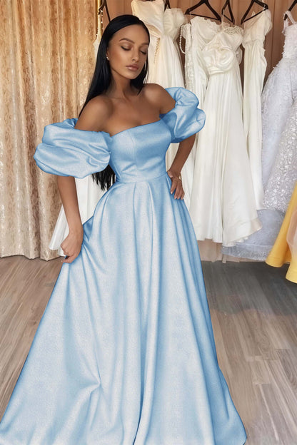 Black Off-The-Shoulder Prom Dress A Line