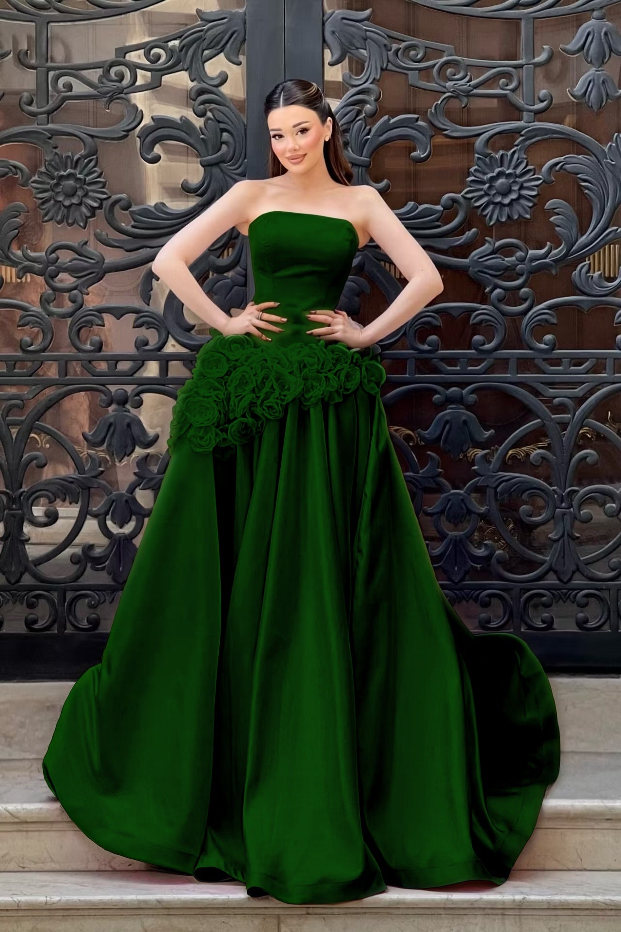 Charming Sleeveless Square A-Line Evening Dress With Handmade Flower
