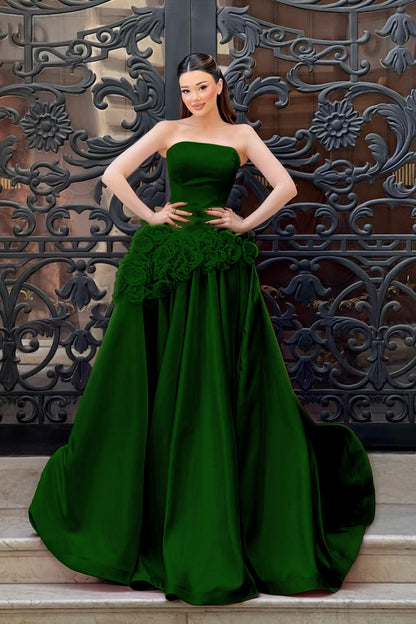 Charming Sleeveless Square A-Line Evening Dress With Handmade Flower