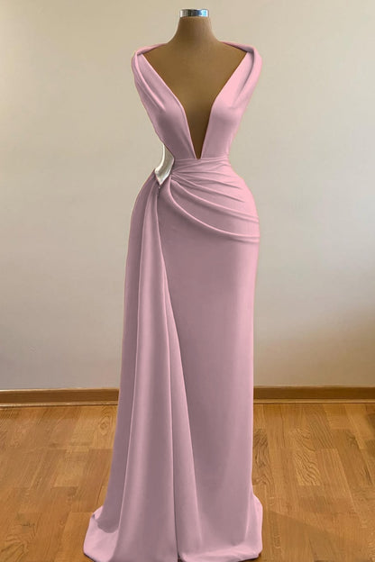 Simple Orange Sleeveless Deep V-Neck Mermaid Prom Dress