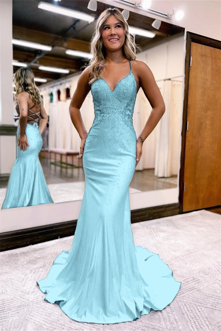 Blue Mermaid Evening Dress Simple For Grad Party