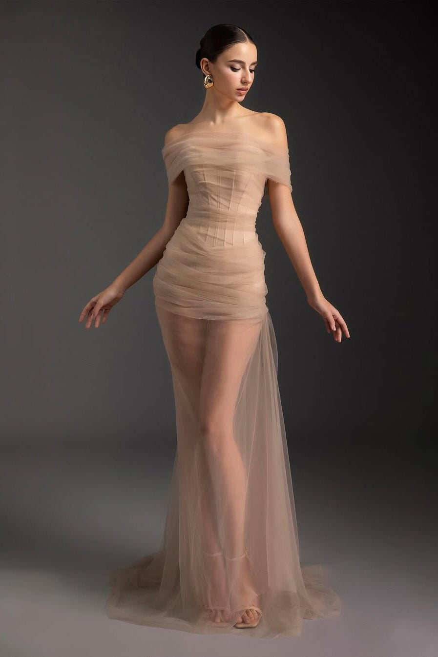 Sleeveless Off-Shoulder Strapless Prom Dress