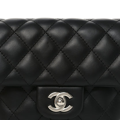Calfskin Quilted CC Uniform Flap Belt Bag Black