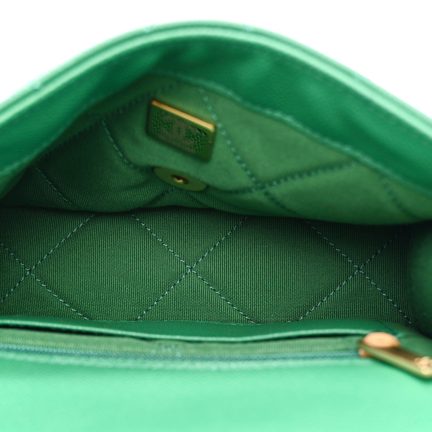 Caviar Quilted Mini CC Flap Green