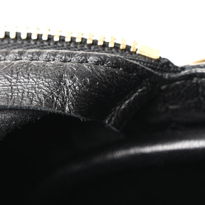 Lambskin Pleated Bracelet Pouch Shoulder Bag Black