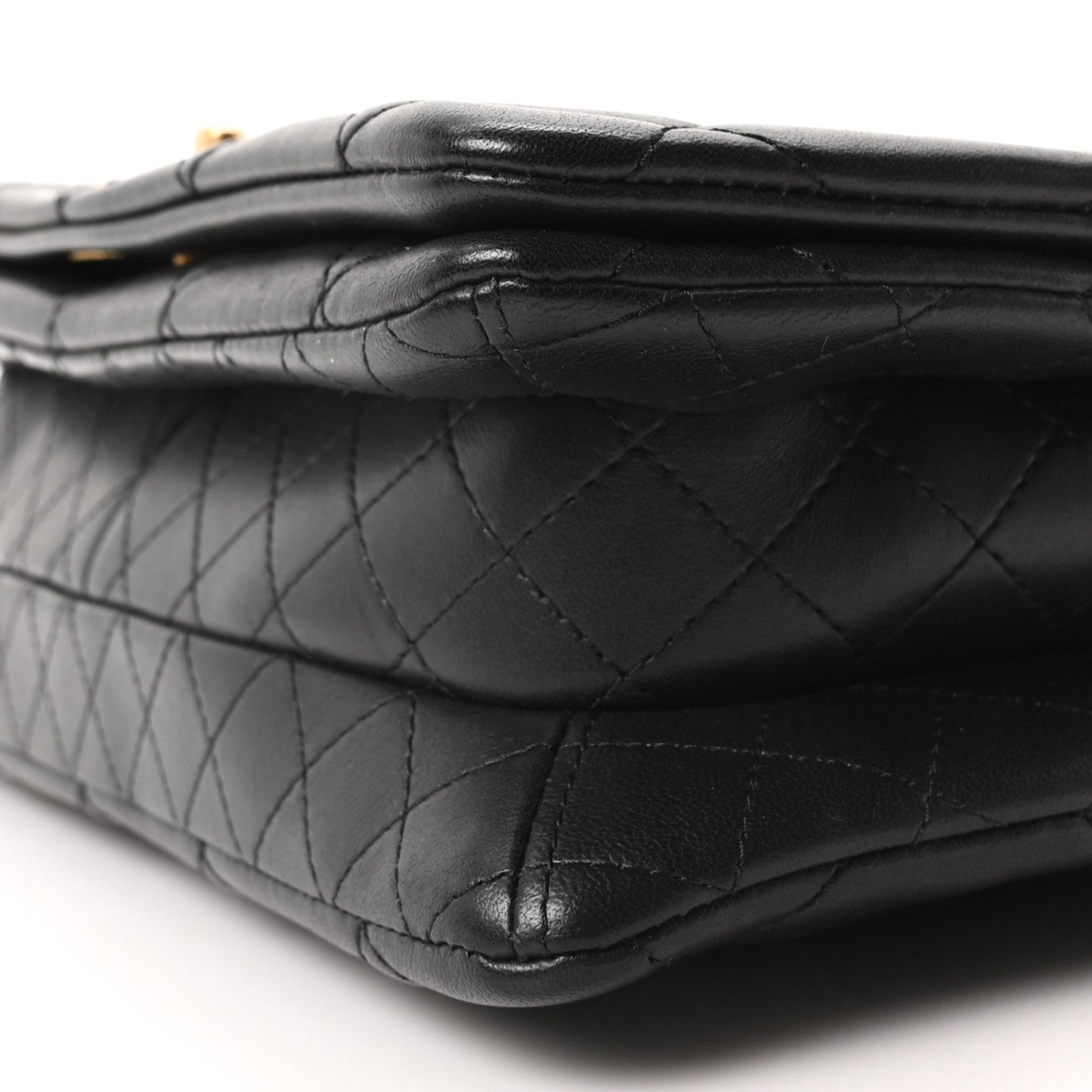 Lambskin Quilted On And On Medium Chain Flap Black