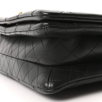 Lambskin Quilted On And On Medium Chain Flap Black