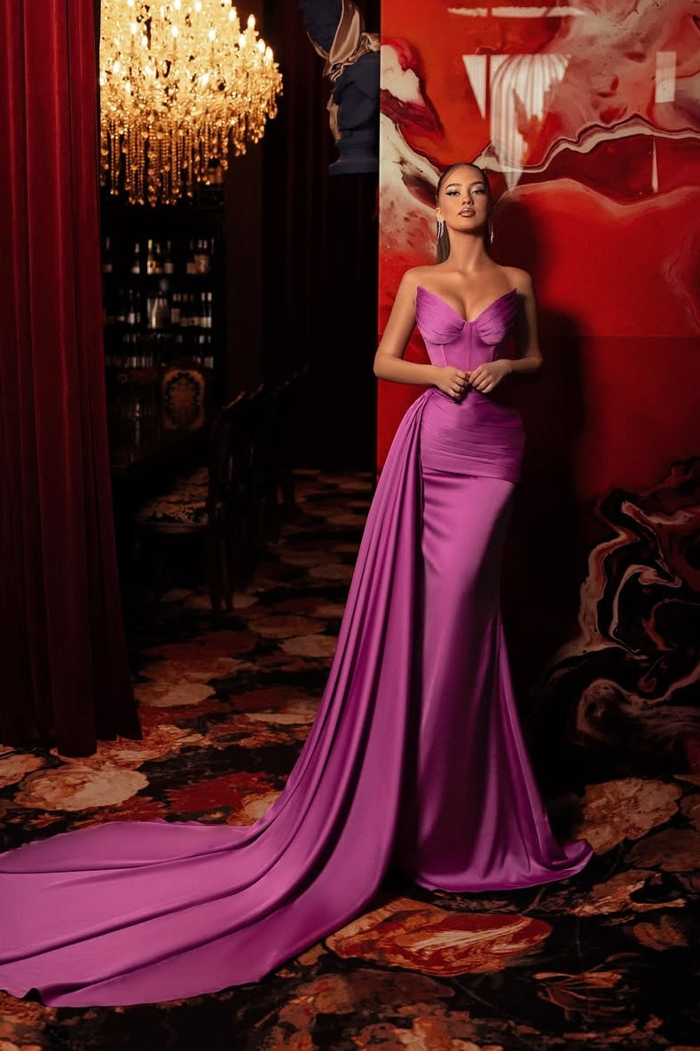 Sleeveless Strapless V Neck Mermaid Prom Dress With Tail