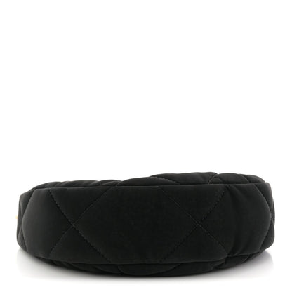 Velvet Effect Nylon Shiny Crumpled Calfskin Coco Neige Quilted Clutch With Chain Black