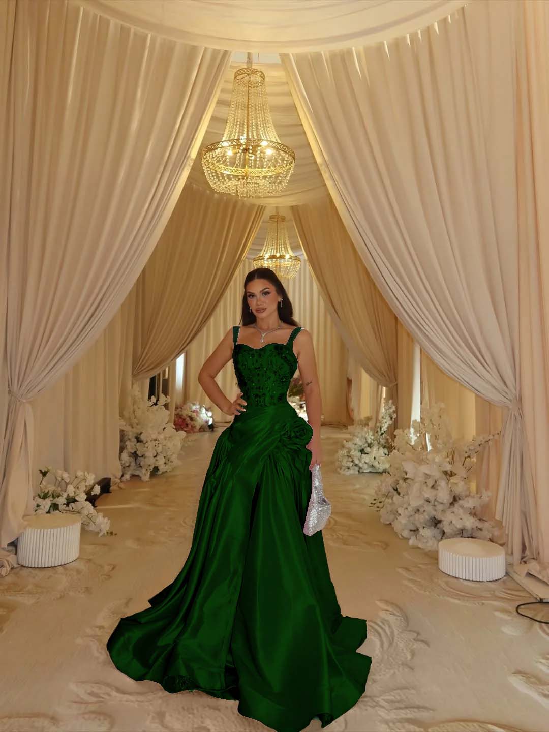 Elegant Pink Sleeveless Wide Straps A Line Beading Embroidery Prom Dress
