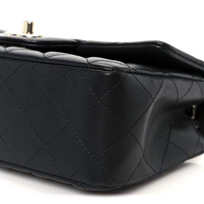 Lambskin Quilted Mini Rectangular Flap Black