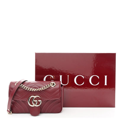 Calfskin Matelasse Mini GG Marmont Shoulder Bag Rosso Ancora