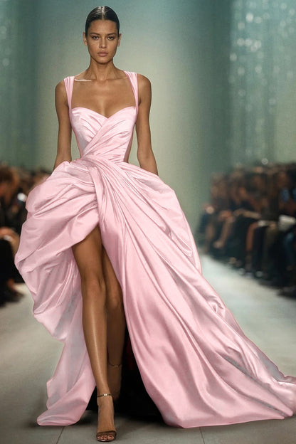 Sleeveless Spaghetti Straps Sweetheart Mermaid Long Prom Dress With Pleated