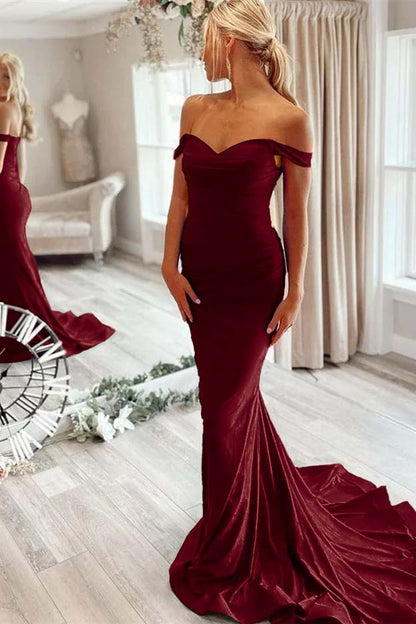 Off-The-Shoulder Mermaid Royal Blue Prom Dress