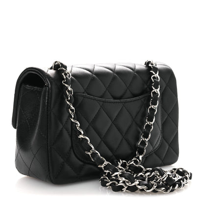Lambskin Quilted Mini Rectangular Flap Black