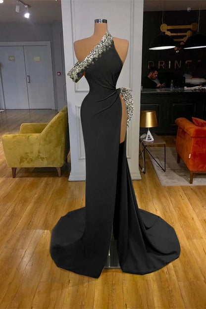 Mermaid Beadings Glorious Prom Dress Off-The-Shoulder With Slit