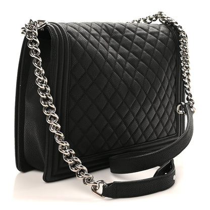 Caviar Quilted Large Boy Flap Black