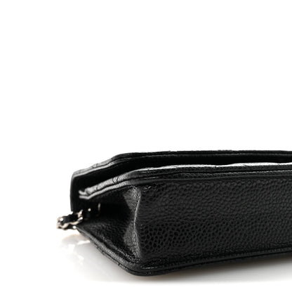 Caviar Quilted Wallet on Chain WOC Black