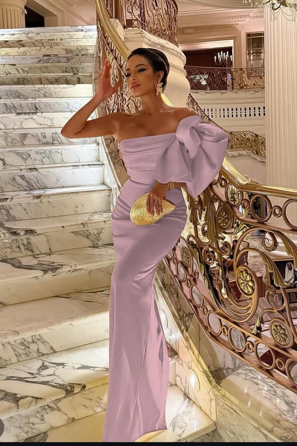 Sleeveless Strapless Mermaid Prom Dress With Bow