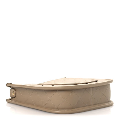 Calfskin Quilted Small Hobo Beige