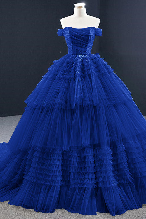 Lotus Ball Grown Prom Dress Tulle Layered With Off-The-Shoulder Strapless On Sale