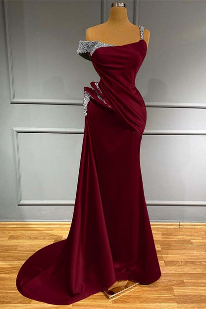 Long Off-the-Shoulder Mermaid Ruffles Evening Dress With Beads