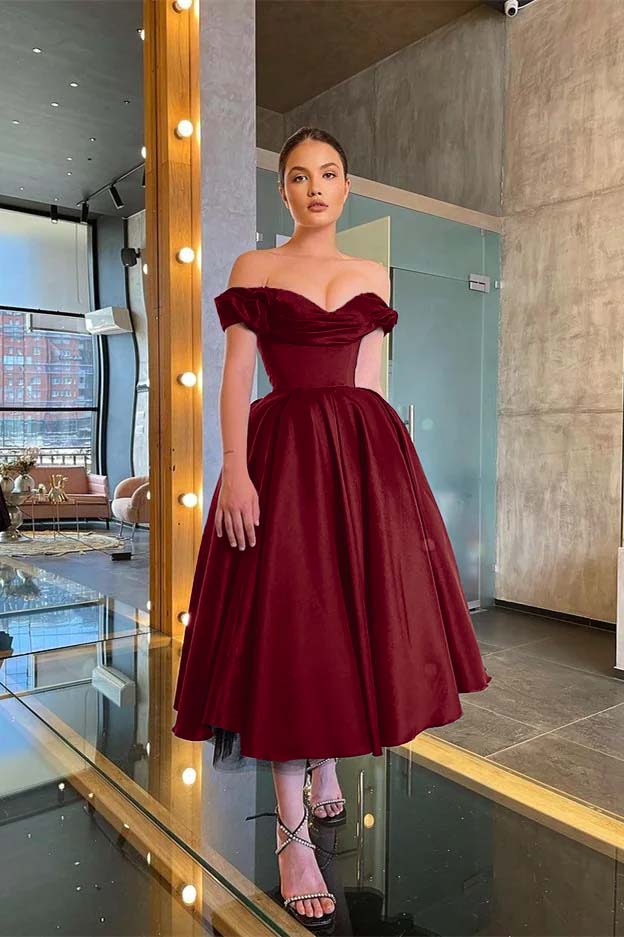 Off-the-Shoulder Little Black Prom Dress