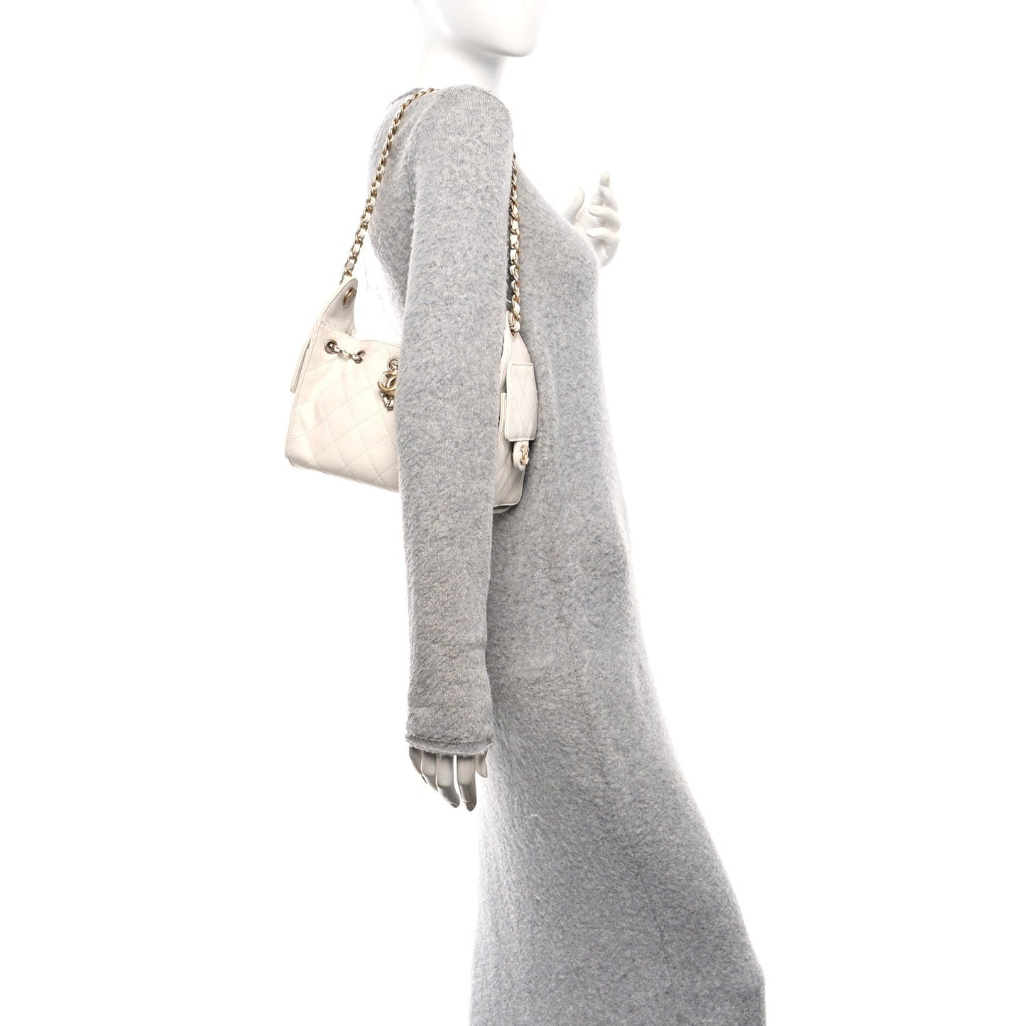 Caviar Quilted Mini Chanel 25 Handbag White