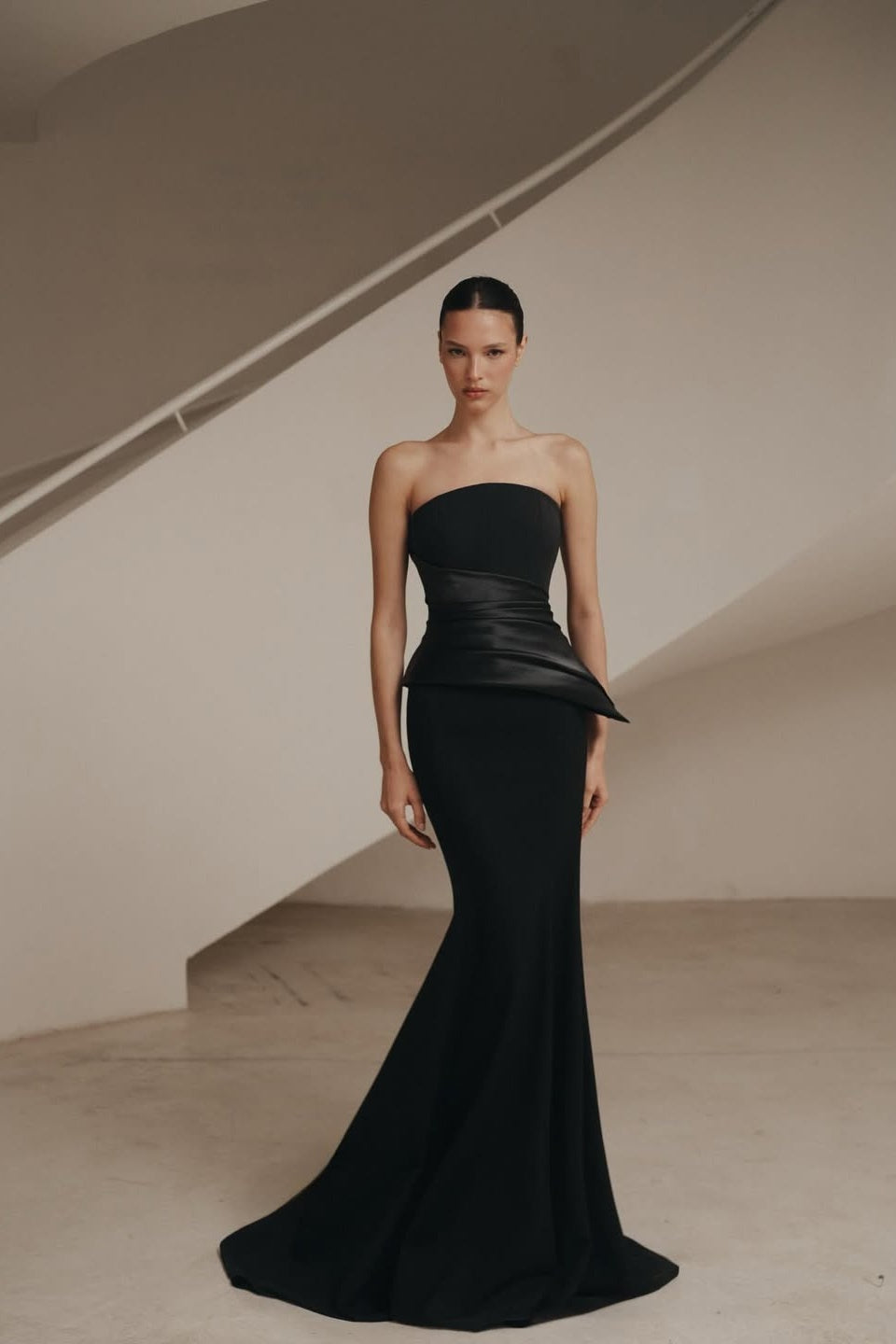 Black  Sleeveless Square Mermaid Evening Dress