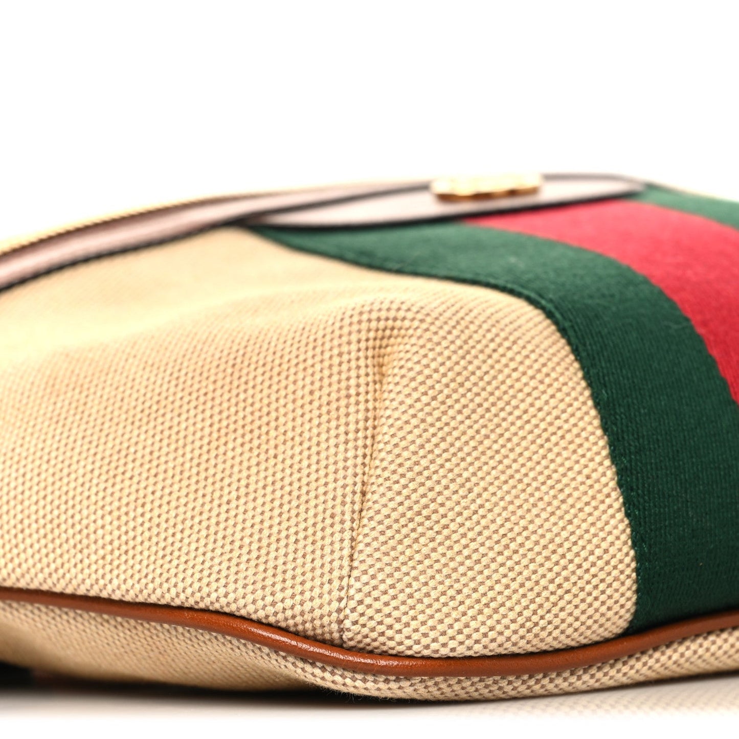 Vintage Canvas Web Belt Bag Sand Cuir