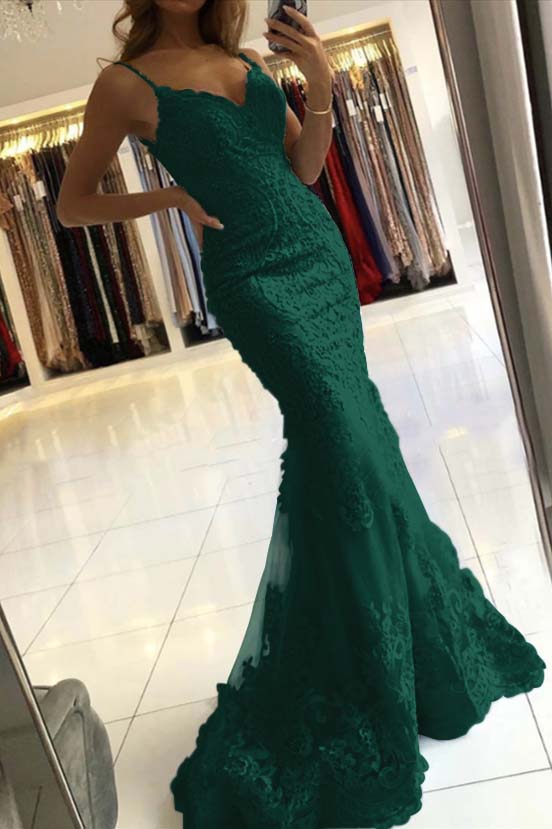Mermaid Sky Blue Spaghetti-Straps Evening Dress