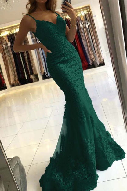 Mermaid Sky Blue Spaghetti-Straps Evening Dress