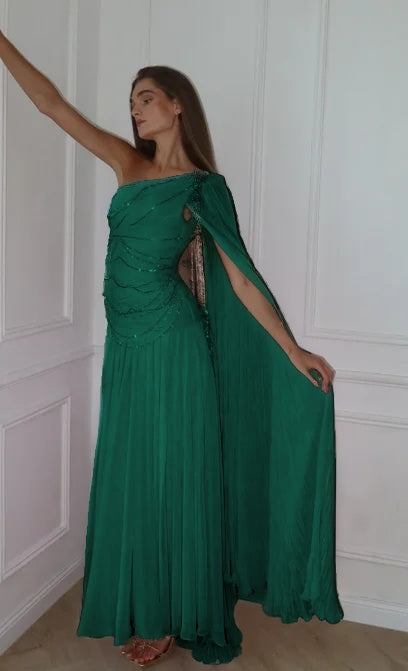 Blushing Pink One Shoulder Sheath Evening Dress With Beadings