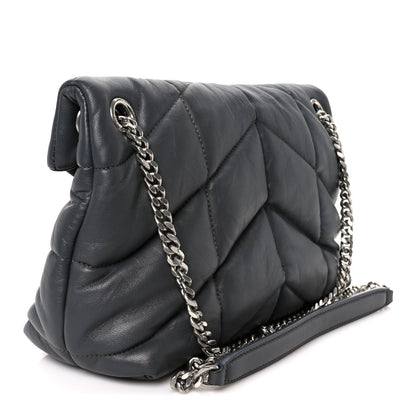 Lambskin Quilted Small Loulou Puffer Monogram Chain Satchel Storm