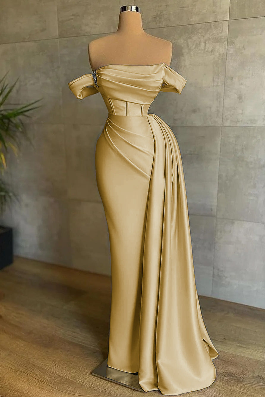 White Mermaid Prom Dress Off-The-Shoulder