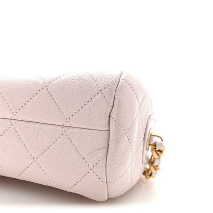Shiny Lambskin Quilted Small Fashion Therapy Bowling Bag Lilac
