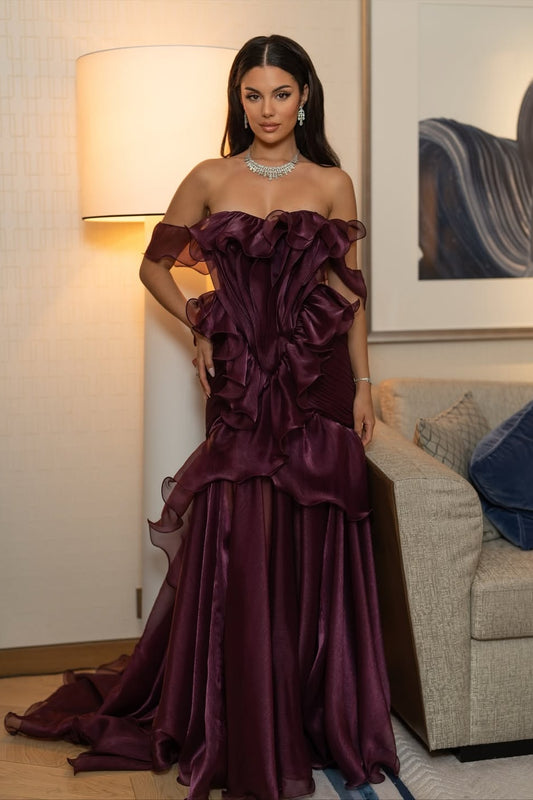 Square Stunning Sleeveless A-Line Evening Dress With Ruffles