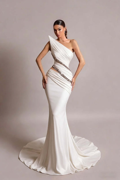 Red Strapless Long Prom Dress Mermaid Sleeveless with Sequins