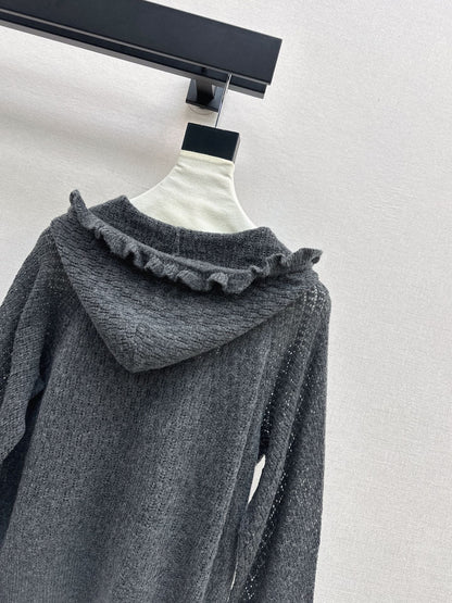 DIOR 25S HOODED KNIT CARDIGAN WITH CUTOUT DESIGN 616