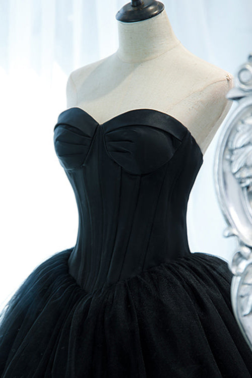 Elegant Black Sweetheart Long Evening Dress Ball Grown With Sleeveless