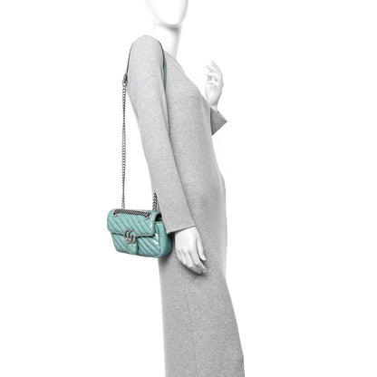 Sequin Matelasse Small GG Marmont Shoulder Bag Water Green Verde Chiaro Light Water Green