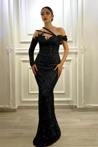 Gorgeous Long Sleeves Lavender Sequins Prom Dress Mermaid