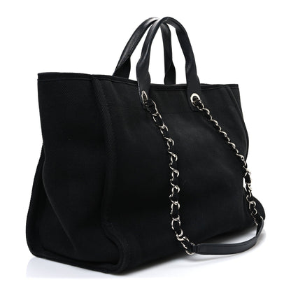 Canvas Pearl Medium Deauville Tote Black
