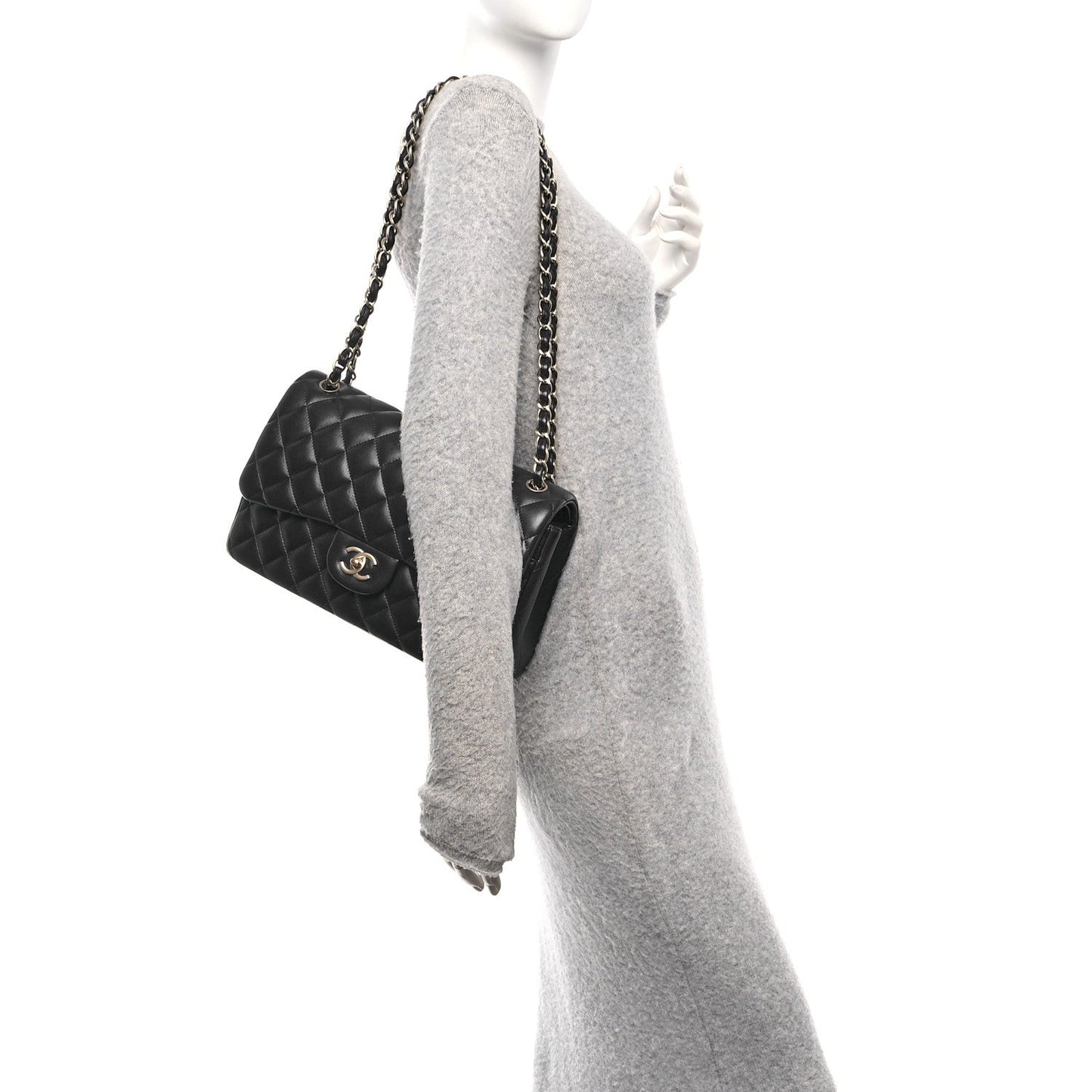 Lambskin Quilted Jumbo Double Flap Navy