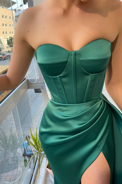 Emerald Green Sweetheart Mermaid Prom Dress with Slit