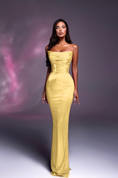 Fuchsia Strapless Long Prom Dress Mermaid Sleeveless