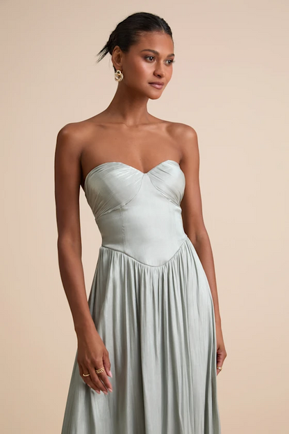 Sleeveless Strapless Sweetheart Prom Pleated Dress